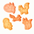 foxes-cutters-side.png cute fox cookie cutter and stamp. set of 5 cute foxes cookie cutters and stamps