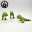 Flexi-Tiny-T-Rex,-P1.png Flexi Tiny T-Rex Dinosaur, Articulated fidget figure, keychain version included, 3mf included