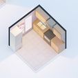 Low-poly-kitchen-3.jpg Low poly orthographic view of kitchen in a studio house Low-poly CG model