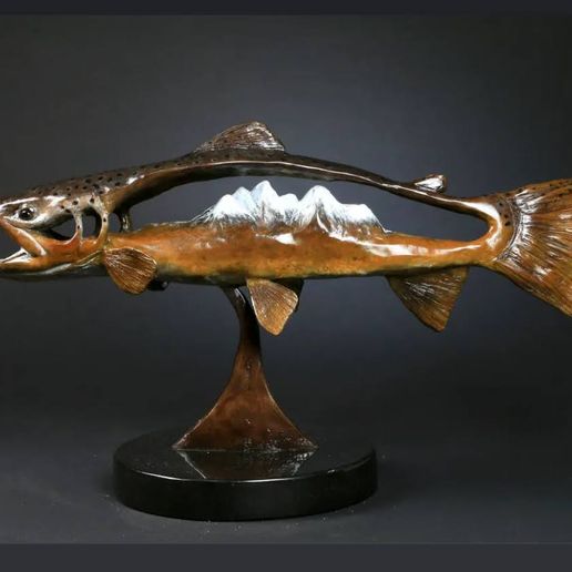 Trout scene with mountains 3D model