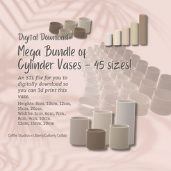 Cover-7.png Mega Bundle Jarrón Cilíndrico Archivo STL - Descarga Digital -45 Tamaños- Menaje del Hogar, Diseño Moderno Minimalista