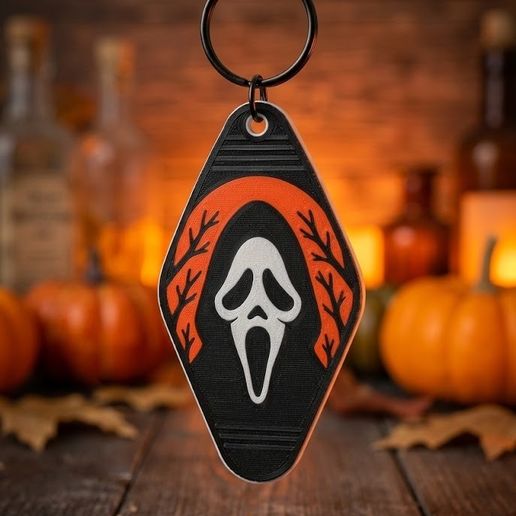 Halloween Coffin Ornament #1 – Ghost Mask | Multicolor 3D Print