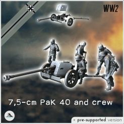 1-PREM.jpg 75-мм противотанковая пушка Pak 40 с пятью солдатами экипажа - Германия Восточный Западный фронт Нормандия Сталинград Берлинская дуга Вторая мировая война