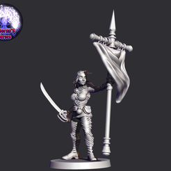 The Standard Bearer.png Файл STL Сестринство - Знаменосец - 28-мм миниатюра・Дизайн 3D принтера для загрузки