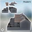 3.jpg Set of three buildings with large bay windows and a backyard surrounded by a tall wall (intact version) (21) - Modern WW2 WW1 World War Diaroma Wargaming RPG Mini Hobby
