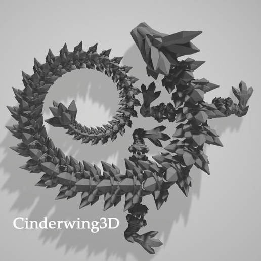 crystaldrag1.png Crystal Dragon, Articulating Flexi Wiggle Pet, Print in Place, Fantasy