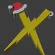 X-Llavero.png LETTER X HARRY POTTER STYLE WITH CHRISTMAS HAT + KEY CHAIN
