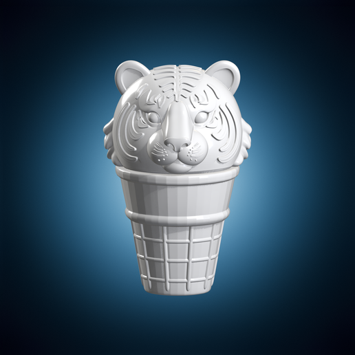 Tiger Ice Cream Cone Decorative Object