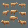 cows_all_clay.png Cattle Miniatures/Statues Set (32m and 1:24 scale)