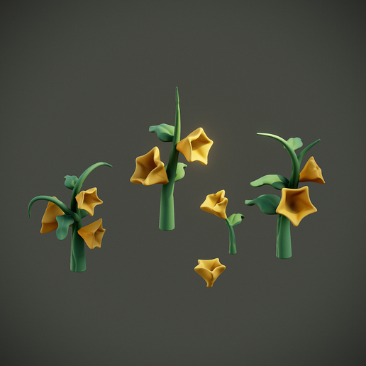 Flower Set 1 - No Ai 3D model preview