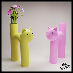 Cat_Vase.png STL file Cat Vase・3D printer model to download