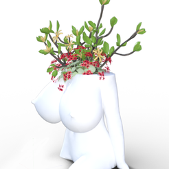 pic-1.png STL file VASE FLOWER WOMAN BIG BOOB・3D print model to download