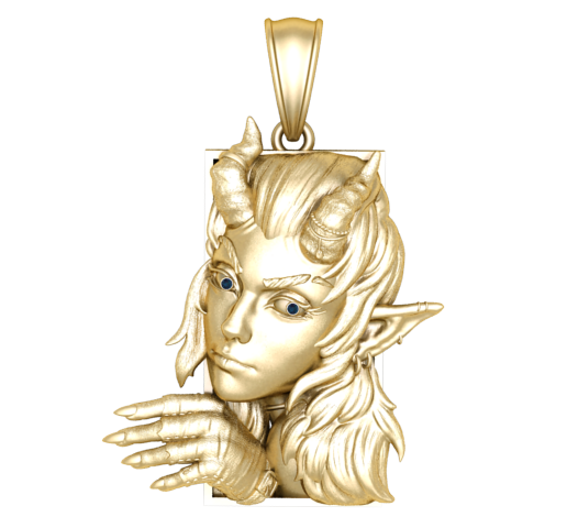 Mythical Demon Lord Portrait Pendant – 3D Printable Fantasy Sculpture CAD Model