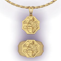keyshot-jewelry-scene-setup-set-3.10503.jpg Archivo STL anillo y colgante lobo・Idea de impresión 3D para descargar