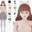 1c.png Casual clothes 0022 - Rig - Unreal - Unity - Blender - Animated - Realistic Female Character
