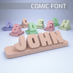 Comic-Font.png Fichier 3D Nom en 3D à partir de lettres - police comique・Design imprimable en 3D à télécharger