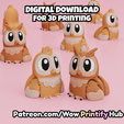 Print-in-place.png Articulated Owl STL & 3MF – Flexi Print in place animal (Fidget Toy)