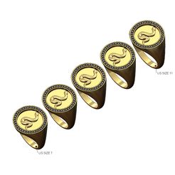Diamond-Snake-Round-signet-ring-size7to11-00.jpg STL file Diamond snake round signet ring US sizes 7 to 11 3D print model・3D printable design to download
