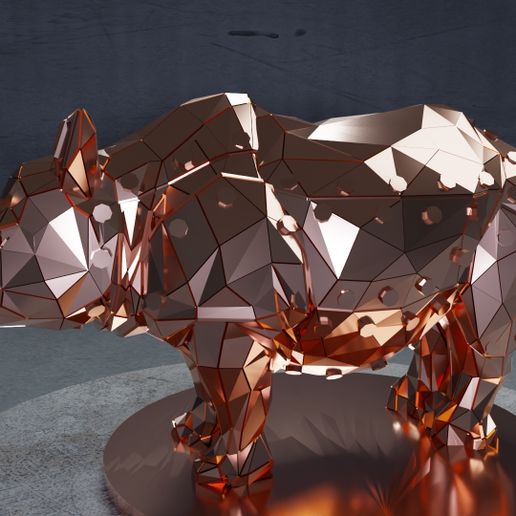 3.jpg Mech Poly Rhino - Mechanische Low-Poly-Skulptur