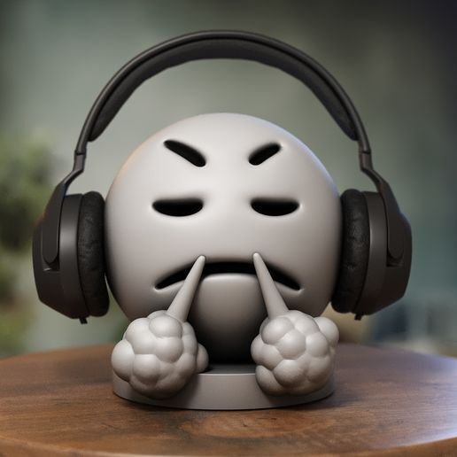 Emoji Face with Steam From Nose, Emoji Headphone Stand, Emoji Headset Stand, Perfect Gamer Gift, Funny Fans Gift, Emoji Headphone Holder a91 (1)