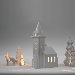 IMG_7167.png Petite église de Noël avec porte bougie