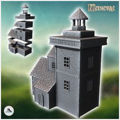 1-PREM.jpg Faro medieval con torre cuadrada de piedra y casa anexa (33) - Edad Media Medieval 28mm 15mm RPG Comarca