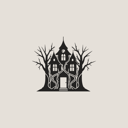 Spooky Haunted Mansion Silhouette 3D Wall Art