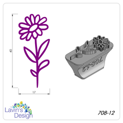 708-12.png STL file POLYMER CLAY STAMP / FLOWER / LED708-12・3D printer model to download