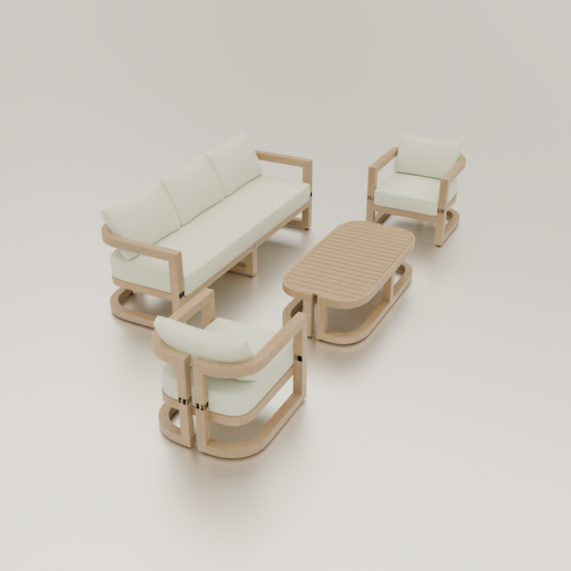 7.png 1/12 Scale STL File, Dollhouse Garden Sofa Set