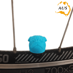 bike-dog-blue.png Archivo STL Pug Dog Car Truck Bicicleta Furgoneta neumático de la rueda de la válvula de vástago de la cubierta・Diseño imprimible en 3D para descargar