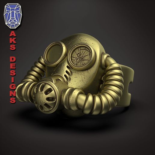 Gas mask respirator v1 ring jewelry 3D model