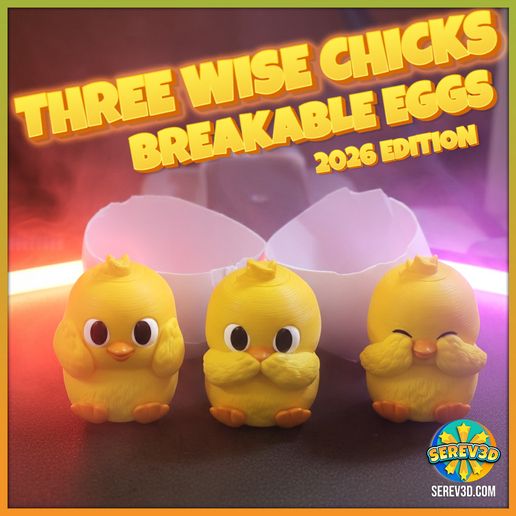 Three Wise Chicks Breakable Egg Containers (Easter Egg Hunt Mega Pack) - Crackable Ultra Thin Wall Egg with Seam Lines STL/3MF