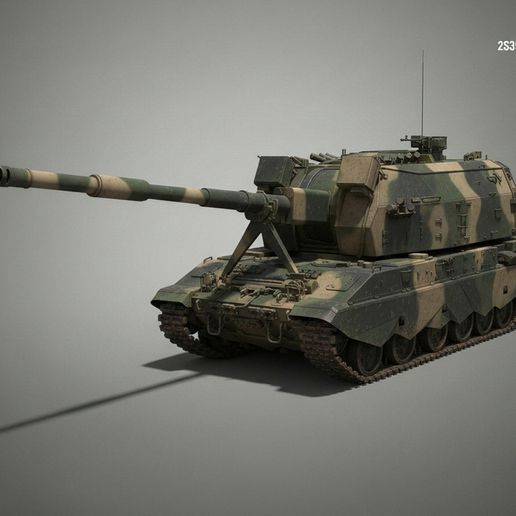 2S35 Koalitsiya-SV – Russian Self-Propelled Howitzer STL 3D Print Model