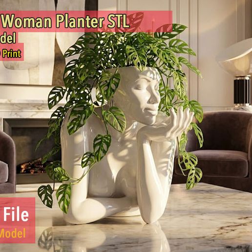 African Woman Head Planter