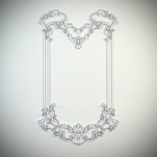 Classical Baroque Wall Mirror Frame and Panel Relief STL File for CNC and 3D Printing