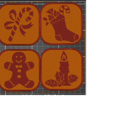 6 Square Christmas Coasters / Christmas Coasters - 3D model önizlemesi