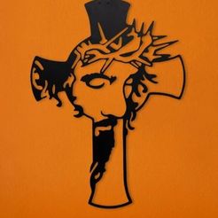 Jesus-Portrait-with-Cross-Symbol3.jpg Fichier STL Cadeau de Pâques, portrait de Jésus avec symbole de la croix, décoration d'intérieur pour les amoureux de Jésus・Plan pour imprimante 3D à télécharger