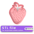 Strawberry-cookie-cutter-12.png Strawberry COOKIE CUTTER - SUMMER TROPICAL COOKIE CUTTER STL FILE
