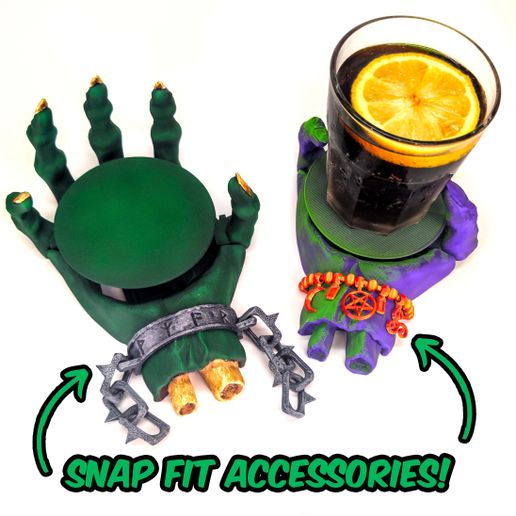 Witch Hand: Halloween Self-Adjusting Coaster - Cults3D 3D Model | 3Drop