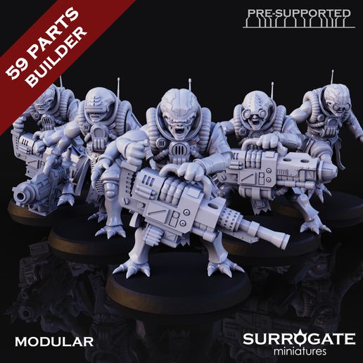 Biohackers Heavy Bio Initiates, Surrogate Miniatures February 2024 Modular Unit Release 3D model