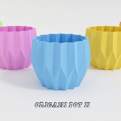 Origami-pot-II.jpg Fichier STL Pot de fleurs style origami version 2・Objet imprimable en 3D à télécharger