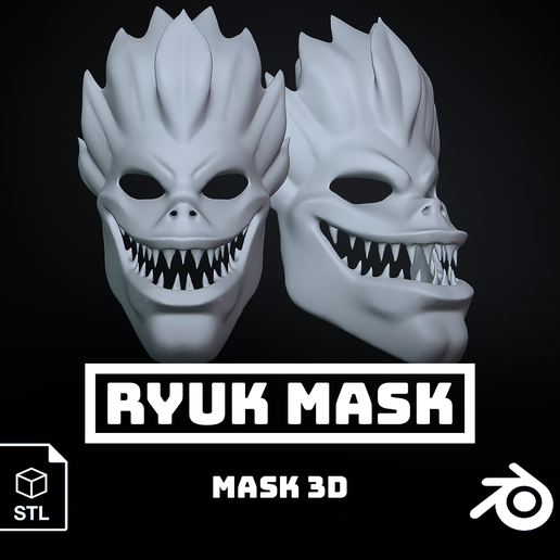 💬 Ryuk Death Note Mask - 3D Printable・Archivo STL para Impresión 3D・Cults