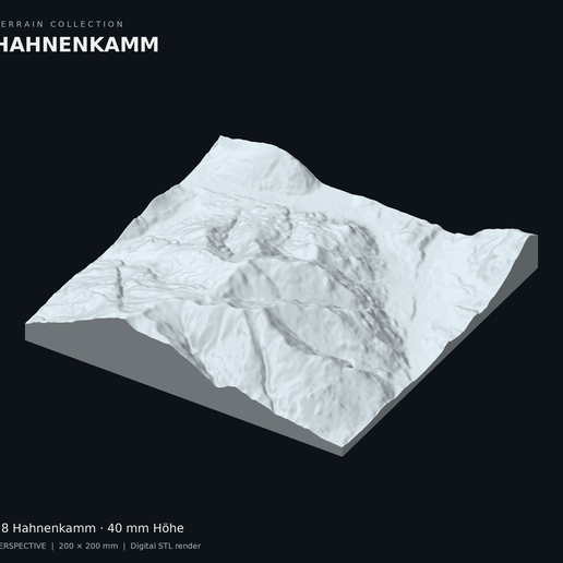 Hahnenkamm | 200 × 200 mm Terrain Relief STL / 3MF
