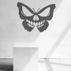 untitled.160.jpg Download OBJ file Skull Butterfly Wall Art • Model to 3D print, HomeDecor