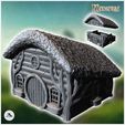 1-PREM.jpg Hobbit house with sloping concave roof and round wooden door (18) - Medieval Middle Earth Age 28mm 15mm RPG Shire