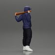 3DG-0003.jpg Gangster homie in hoodie sunglasses and cap holding A Baseball Bat on his shoulder