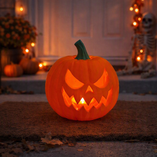 Spooky Halloween Carved Pumpkin Ghostly Jack O Lantern LED Tealight Lamp Tea Light Holder Decoration Any Printer and Multi Colour