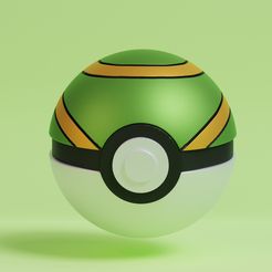 nest-ball-render.jpg Fichier STL Pokemon Nest Ball Pokeball・Objet pour impression 3D à télécharger