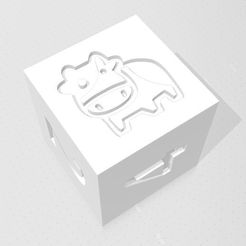D6 - Cartoon Cow.jpg STL file D6 Cute Cartoon Cow Symbol Logo・3D printer design to download