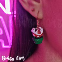 Piraña.jpg Fichier STL Boucles d'oreilles Piranha Mario Bross 3D・Objet imprimable en 3D à télécharger